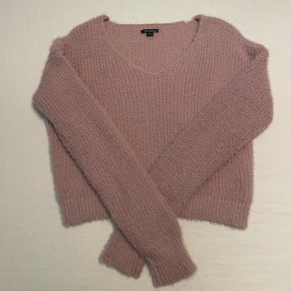 Wild fable pink fuzzy cropped sweater. Size XS